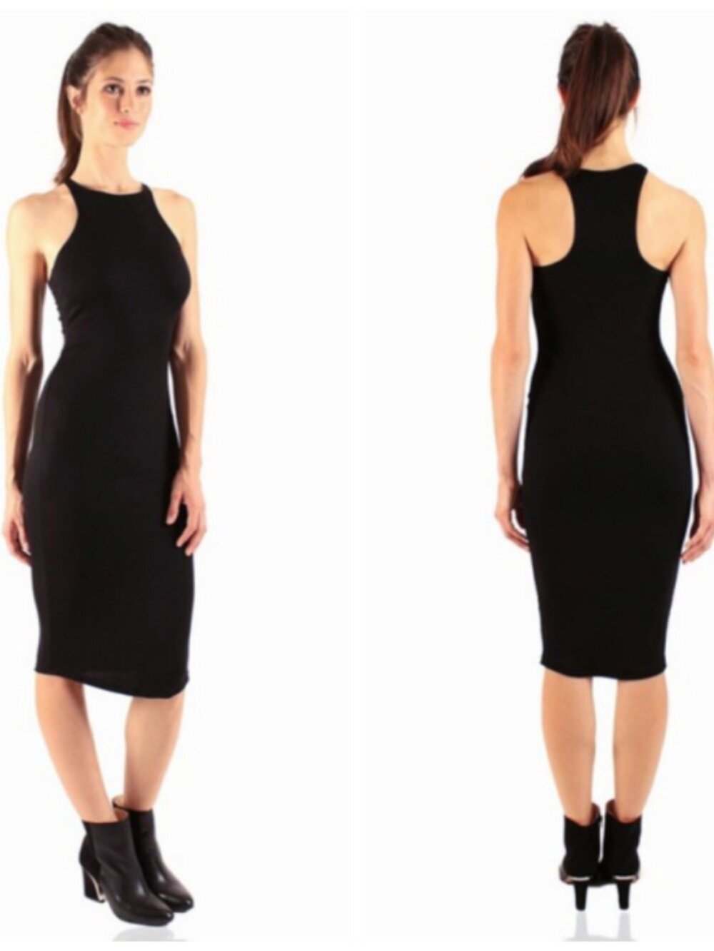 Black Bodycon Tank Midi Dress Size XS